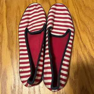 Red White and Blue Striped Flat Loafers Size 10